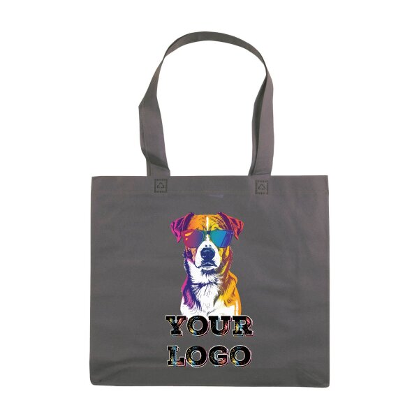 Non-Woven Tasche gesiegelt - inkl. Werbedruck - Format 38x34x10 cm - 80 g/m² - lange Henkel - Grau