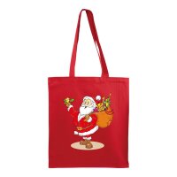 Weihnachtstasche rot im Format 38+8x42 mit langen Henkeln...
