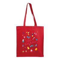 Weihnachtstasche rot im Format 38+8x42 mit langen Henkeln...