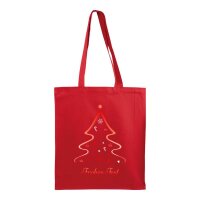 Weihnachtstasche rot im Format 38+8x42 mit langen Henkeln...