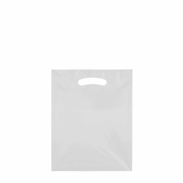 Plastiktasche mit Griffloch & Bodenfalte 25x35+4 cm - weiß