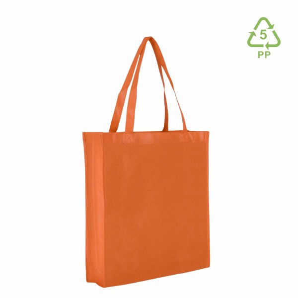 Non-Woven Shopper mit Boden- und Seitenfalte - Hochformat 38+10x42 cm - orange