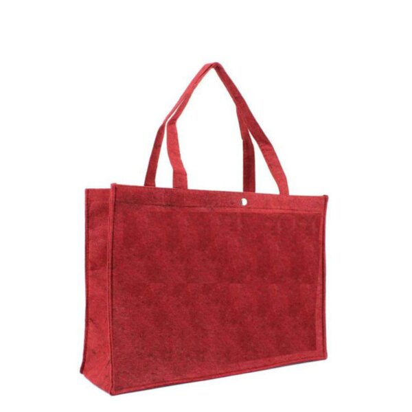 Filztragetasche - Format 45+15x33 cm - lange Griffe, Druckknopf & verstärktem Boden - rot