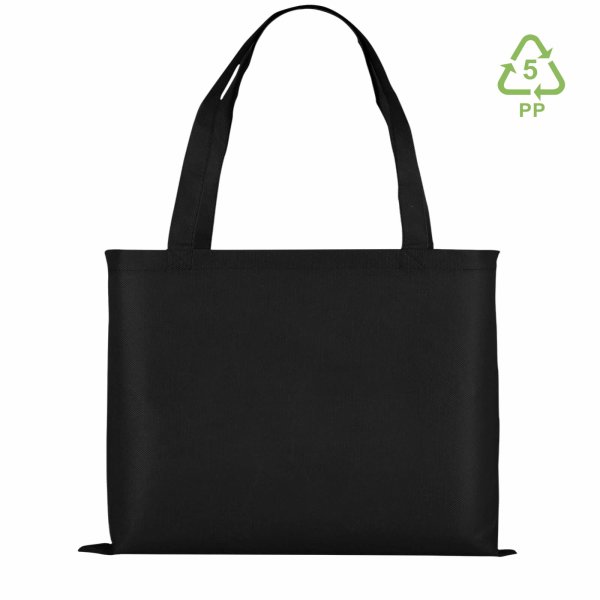Non-Woven Vliestasche XL ohne Falte - 55x42 cm - schwarz - bedruckt