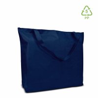 Vliestasche Non-Woven mit Bodenfalte und Reißverschluss - Format 50+12x40 cm - dunkelblau